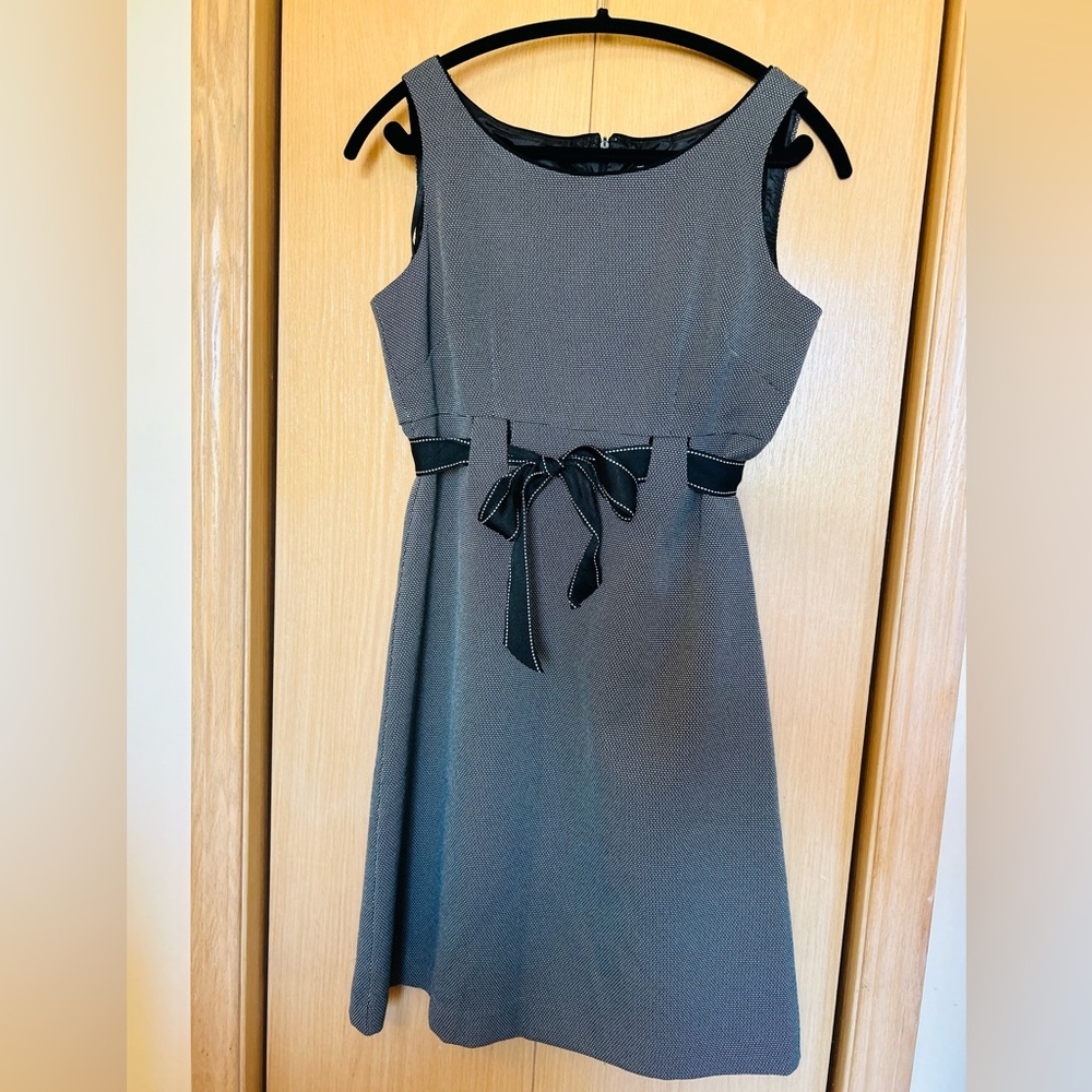 Studio I Gray Midi Dress with Black Bow